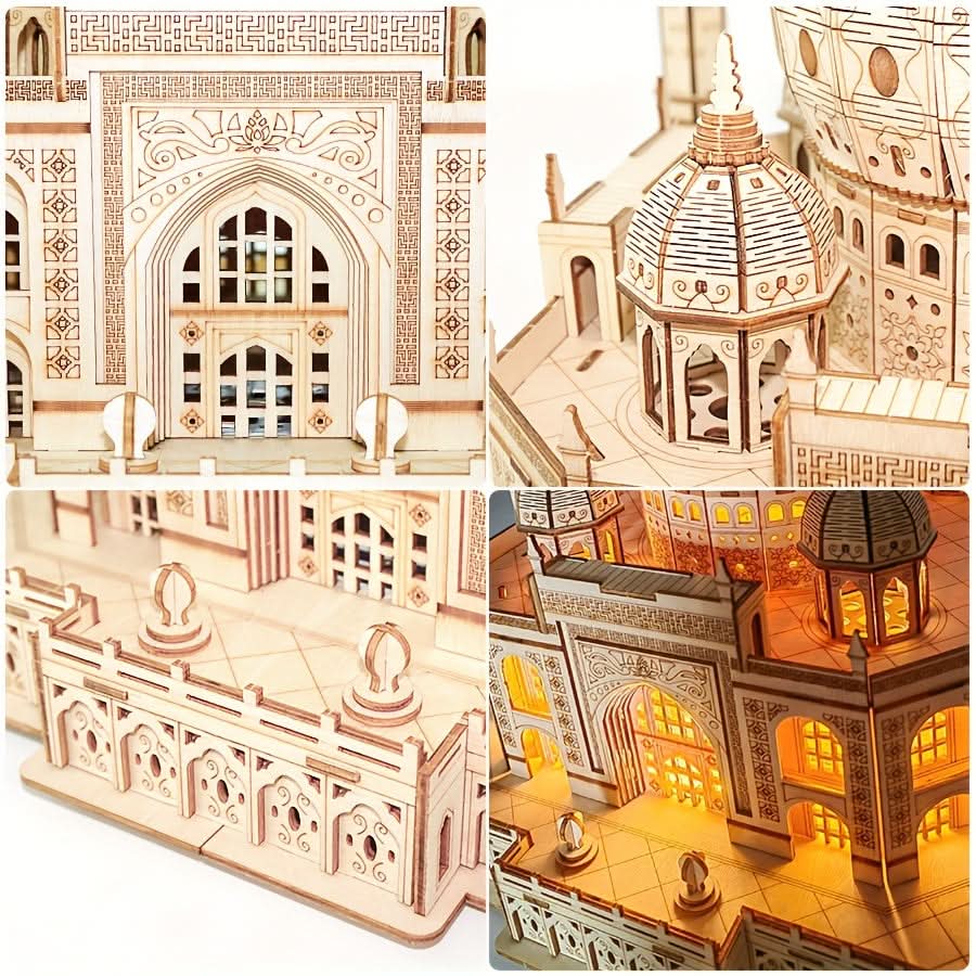 3D Wooden Villa Puzzle with LED Lights - DIY Smart Home Decor Kit