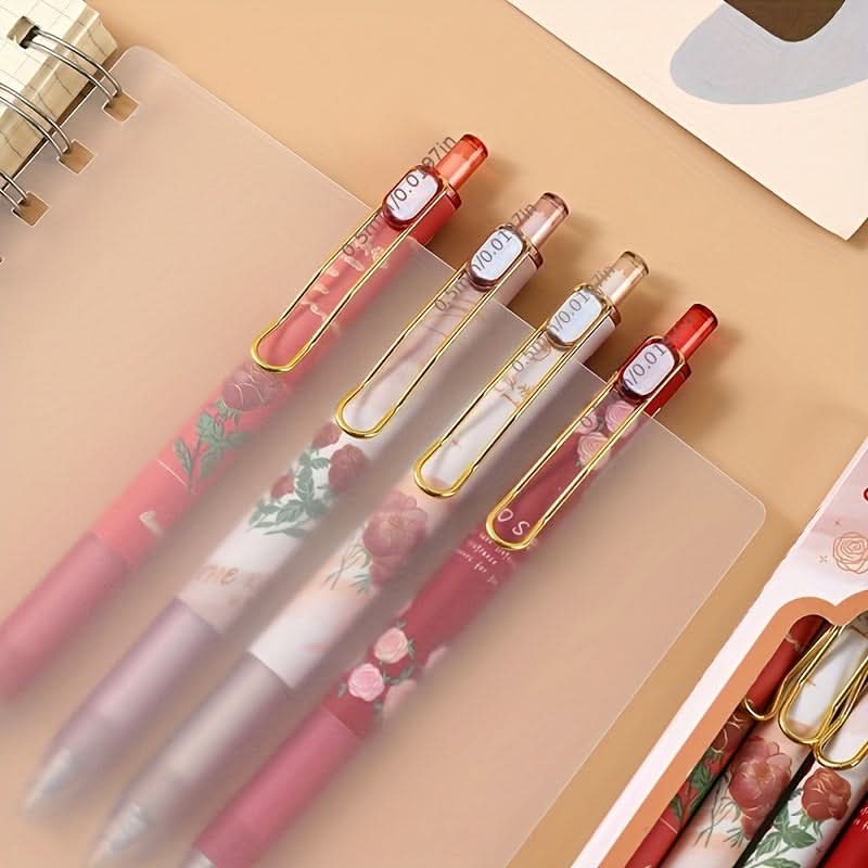 Vintage Rose Retractable Ballpoint Pen Set – Quick Drying
