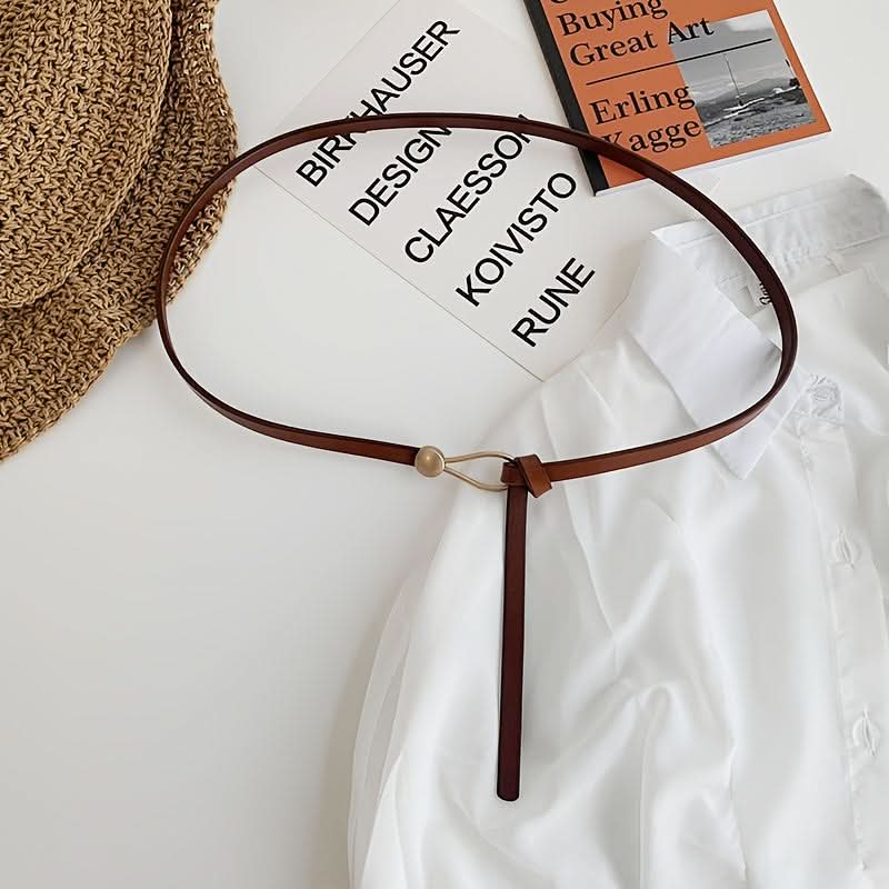 PU Leather Knotted Skinny Belt for Women