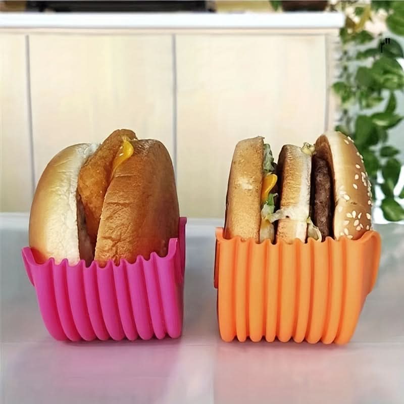 Silicone Hamburger Holder Set - No-Mess, Portable Trays