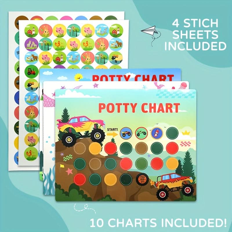Potty Training Sticker Chart for Kids - Fun Themes