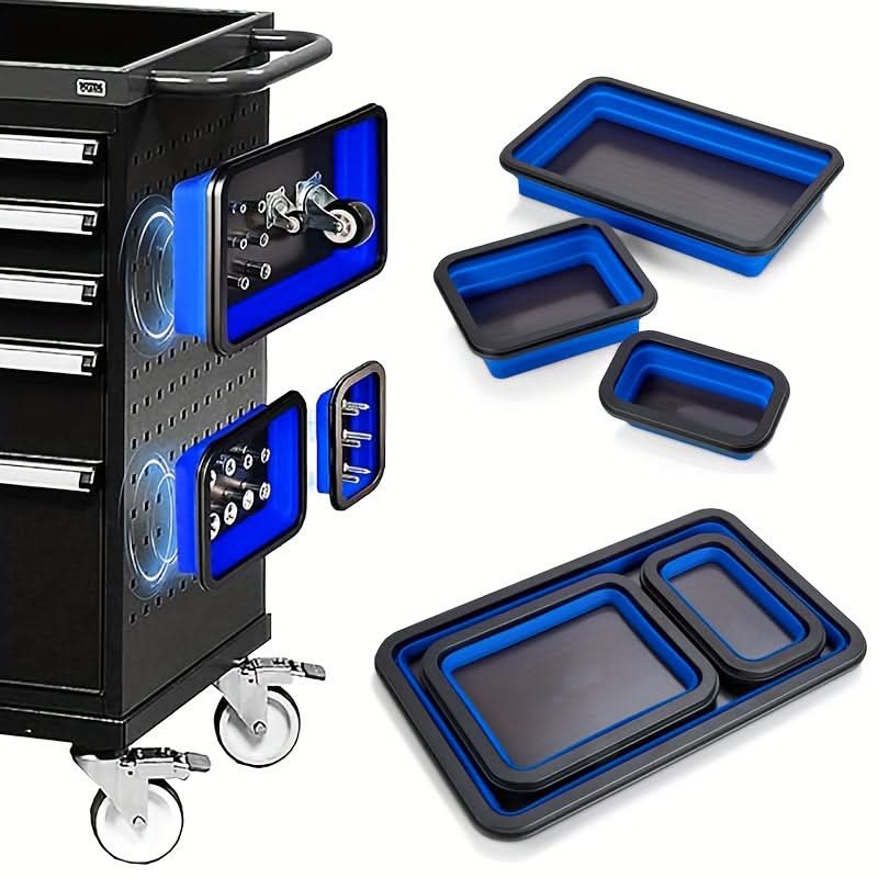 3-Piece Magnetic Silicone Tray Set for Tools