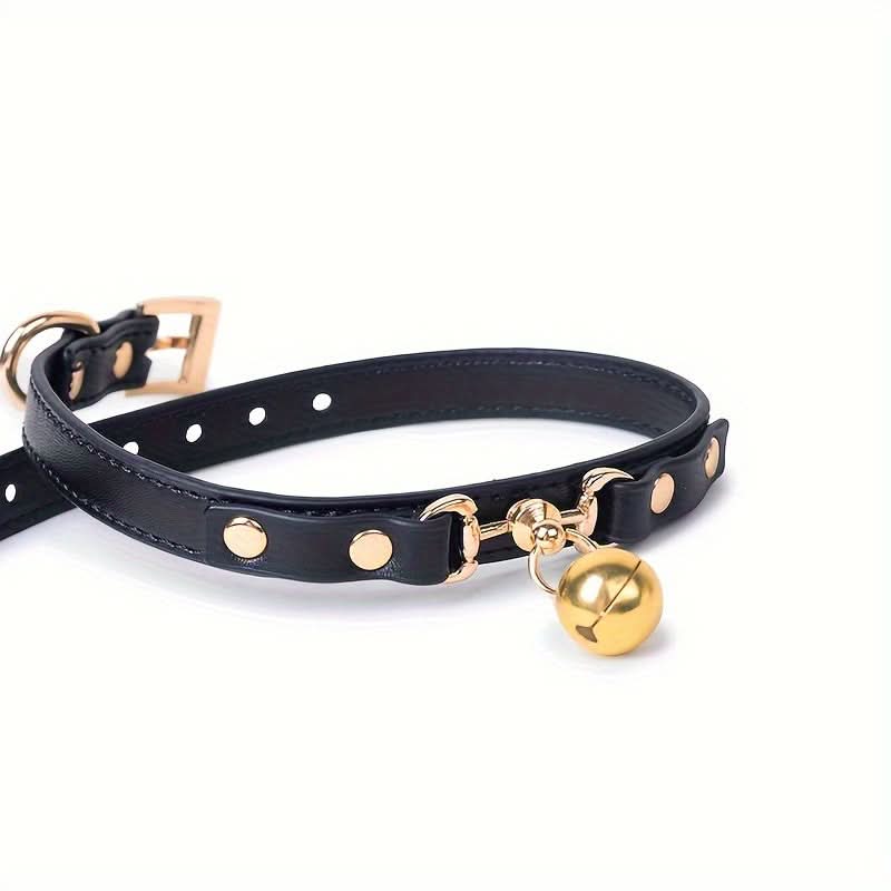 Luxury Gothic Dog Collar with Bell & Leash