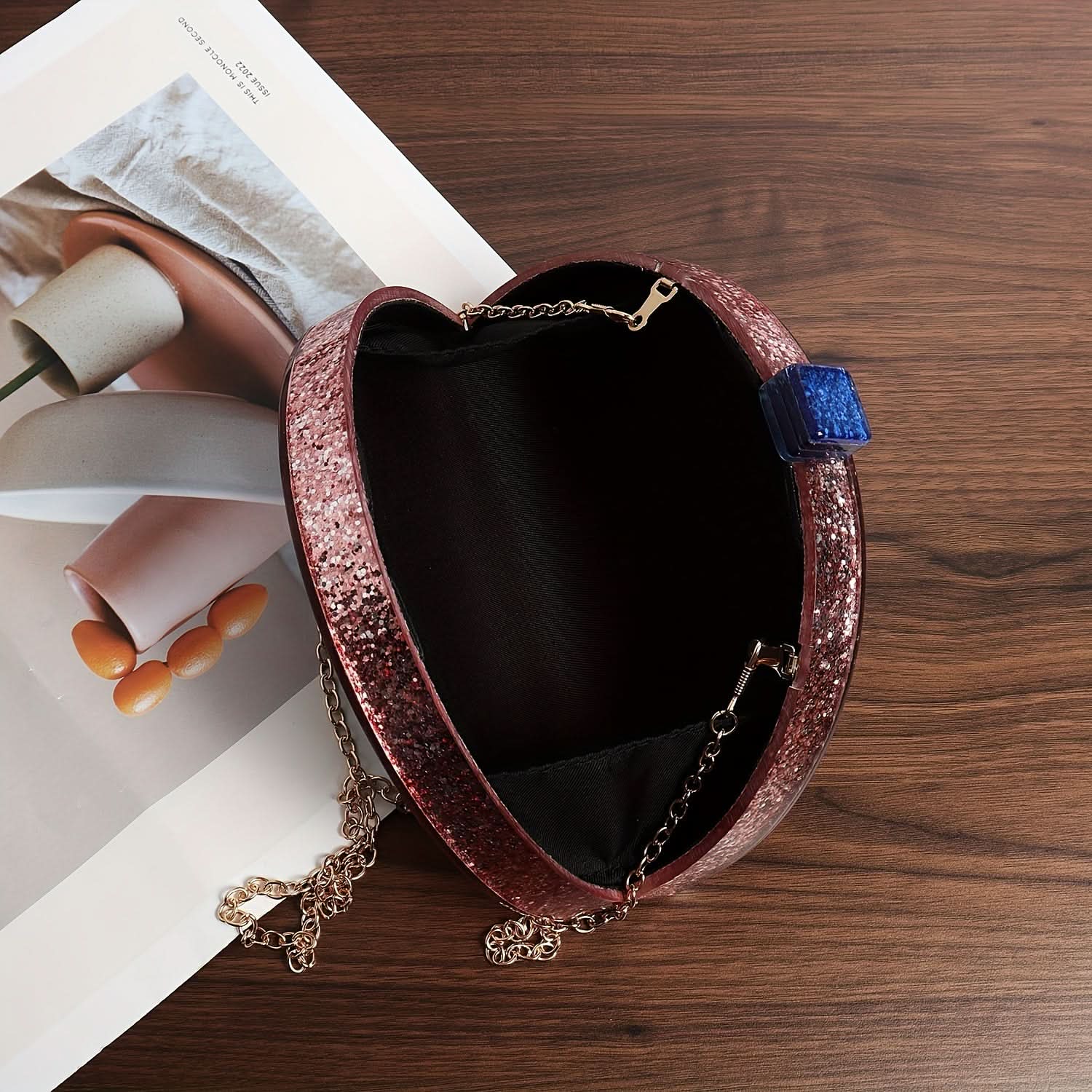 Colorful Rainbow Acrylic Clutch with Chain Strap