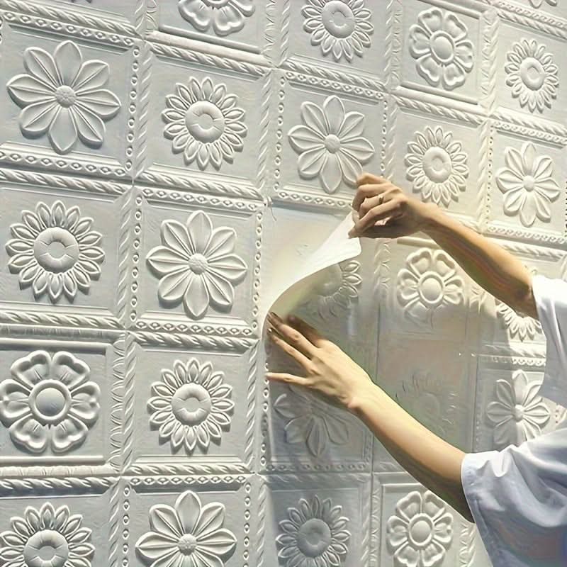 20pcs 3D Floral Self-Adhesive Wall Tiles