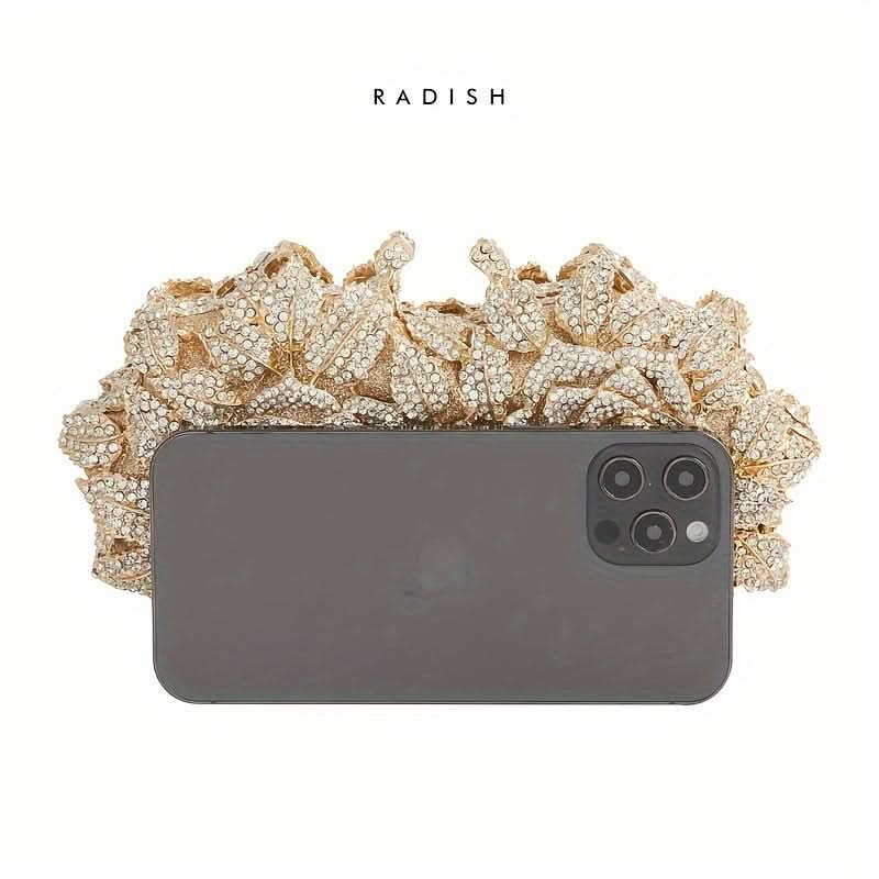 Rhinestone Floral Evening Clutch with Strap