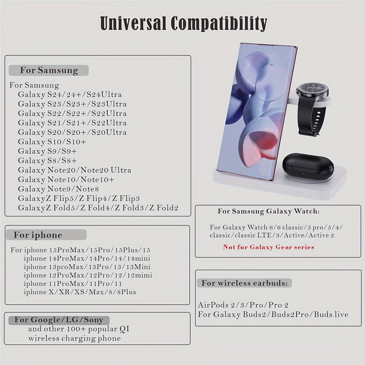 4-in-1 Foldable Wireless Charging Station for Samsung Devices