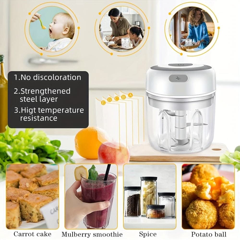 USB Rechargeable Electric Garlic Mixer - Multi-Scene Kitchen Shredder