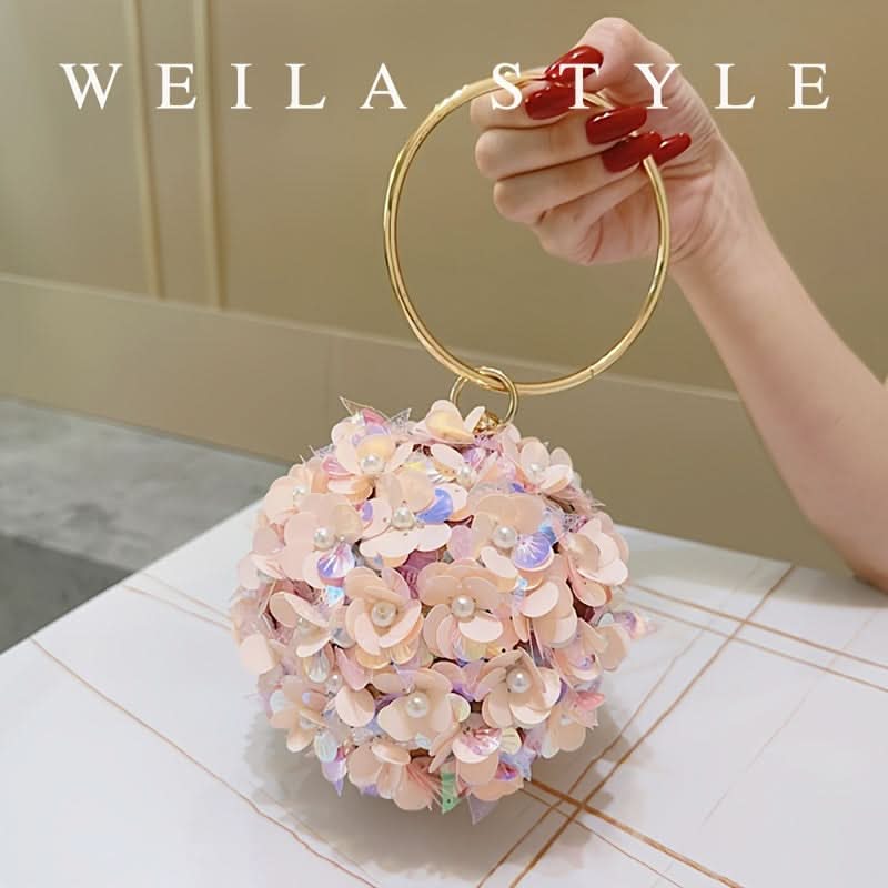 Rose Gold Rhinestone Evening Clutch Bag