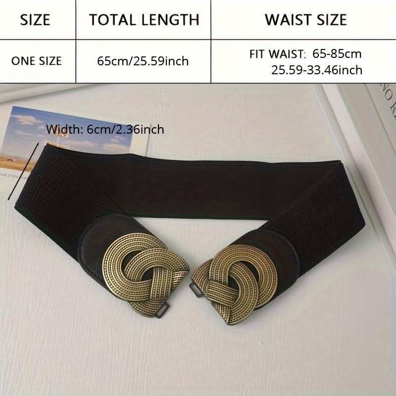 Elastic Wide Belt with Patterned Buckle