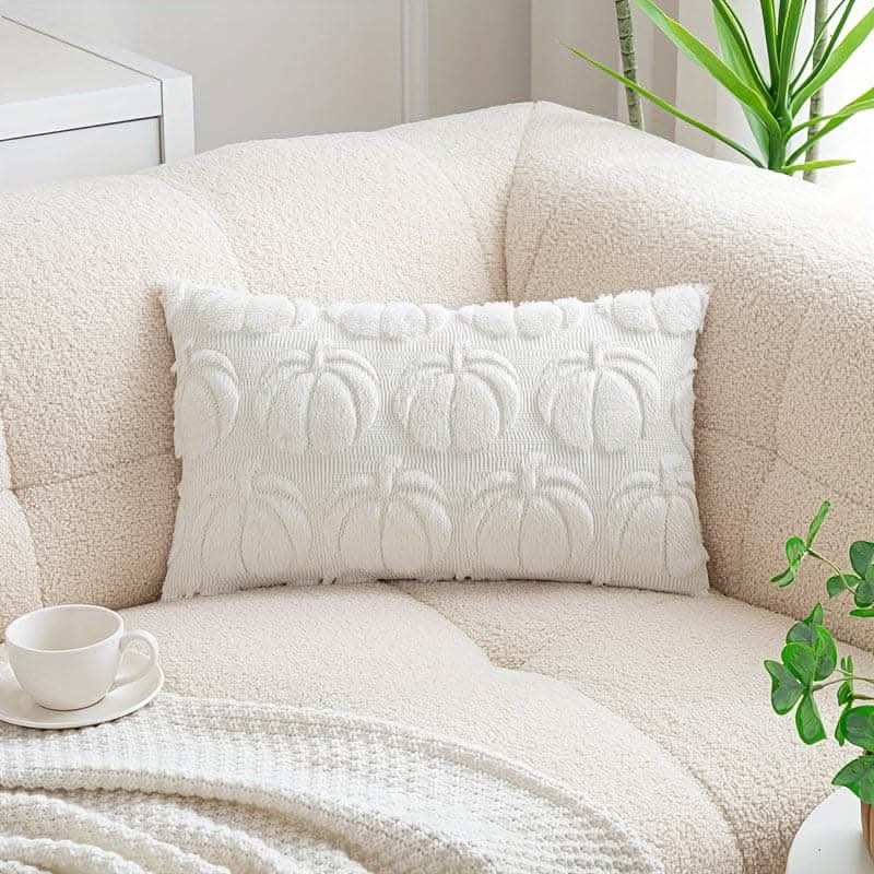 Chic Pumpkin Geometric Wool Cushion Cover
