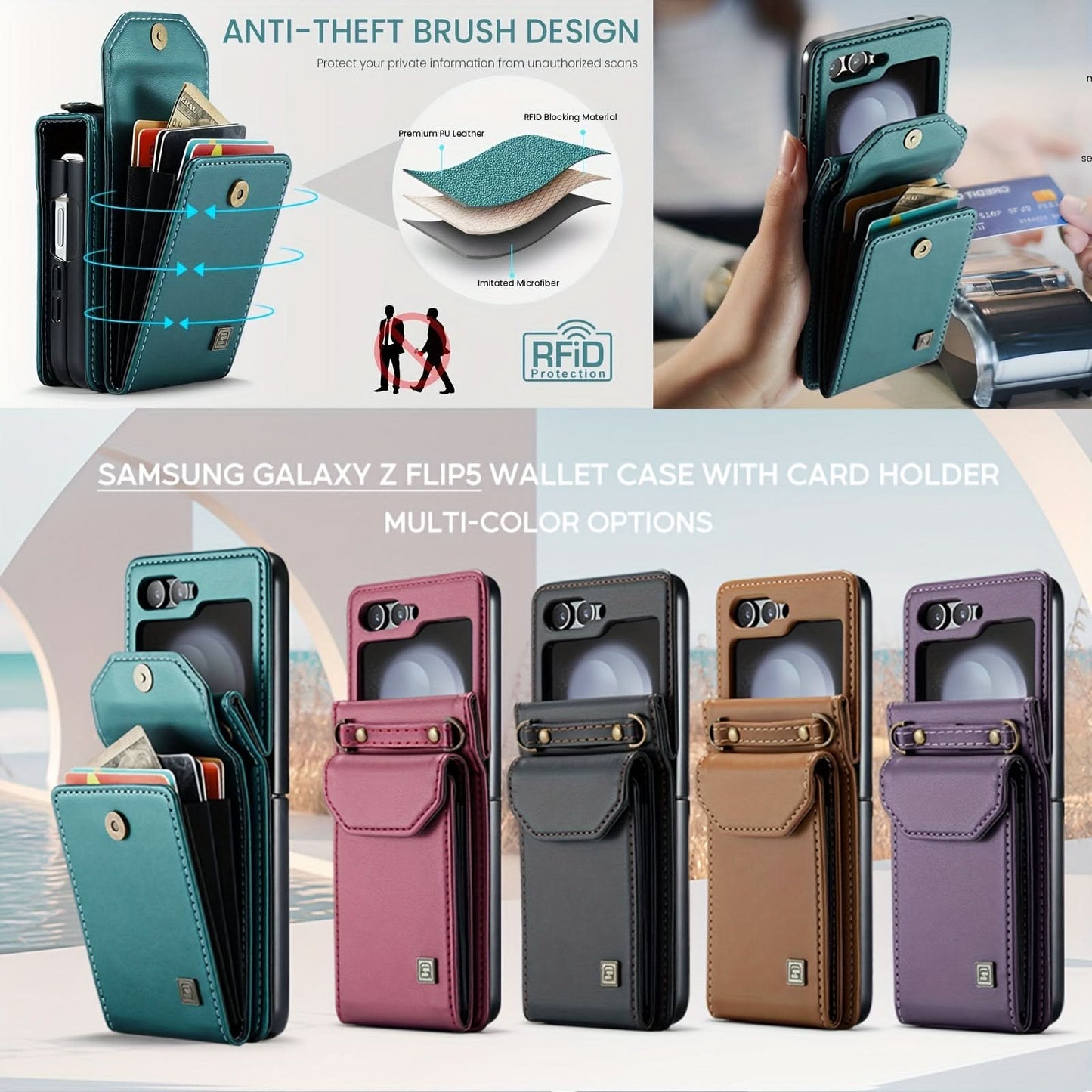 Retro PU Leather Shockproof Wallet Case for Samsung Galaxy Z Flip 5 5G