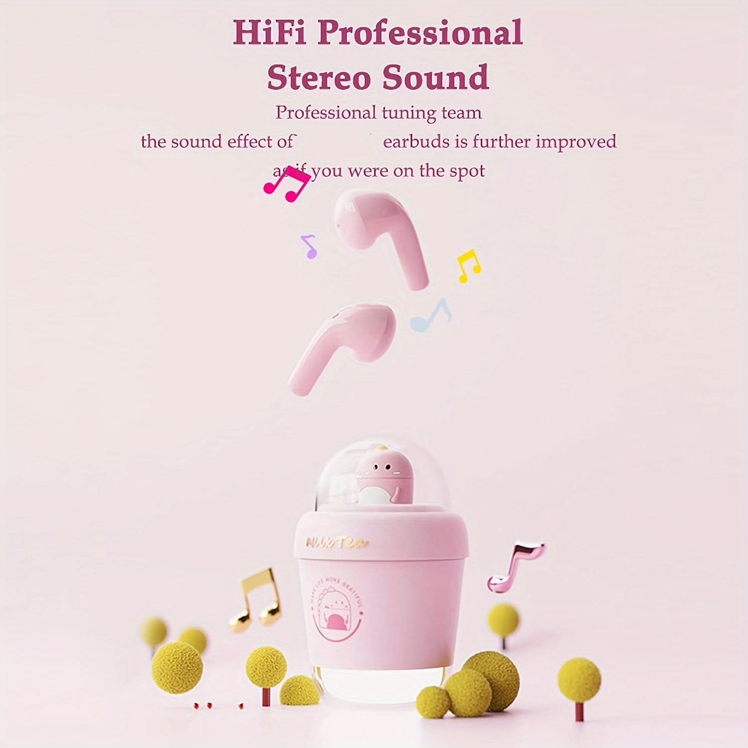 Cute Wireless Earbuds with Built-in Microphone
