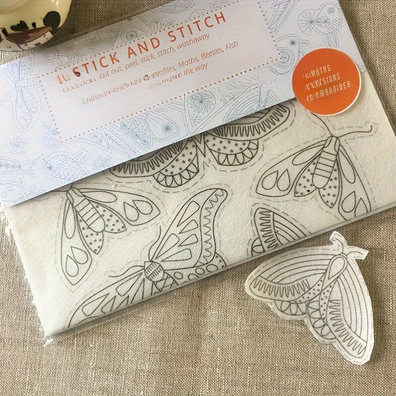 Embroidery Transfer Paper Kit – Water Soluble Stitch & Sew Set with Pre-Printed Patterns