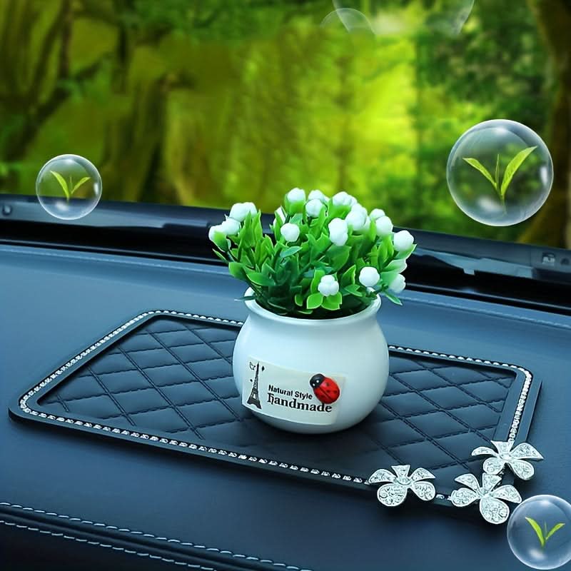Heat-Resistant Car Dashboard Mat with Phone & Fashion Glasses Holder - Stylish Anti-Slip PVC Interior Accessory