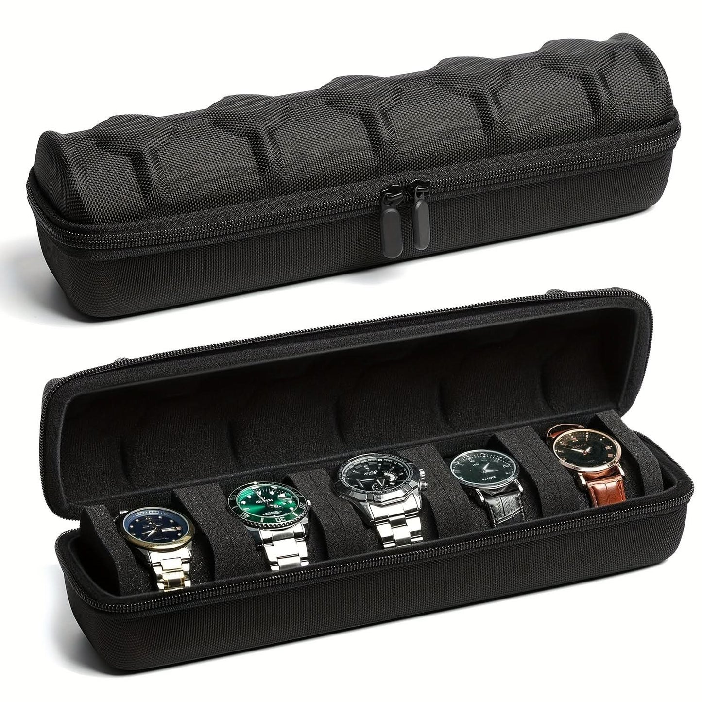 5-Slot Watch Travel Case with Foam Pillow