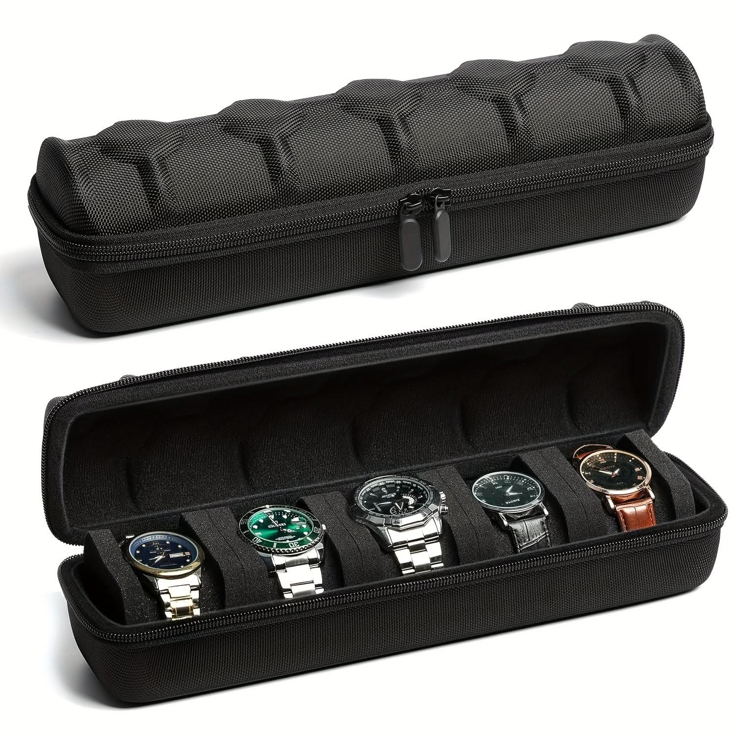 5-Slot Watch Travel Case with Foam Pillow