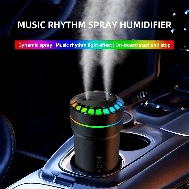 USB Music Rhythm Humidifier with LED Lights – Portable for Car & Bedroom