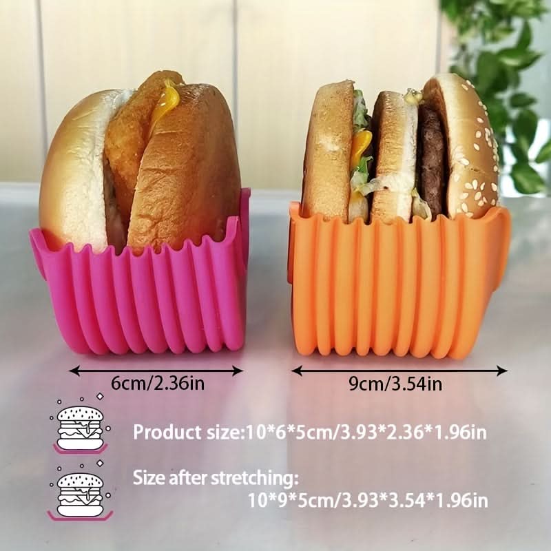 Silicone Hamburger Holder Set - No-Mess, Portable Trays