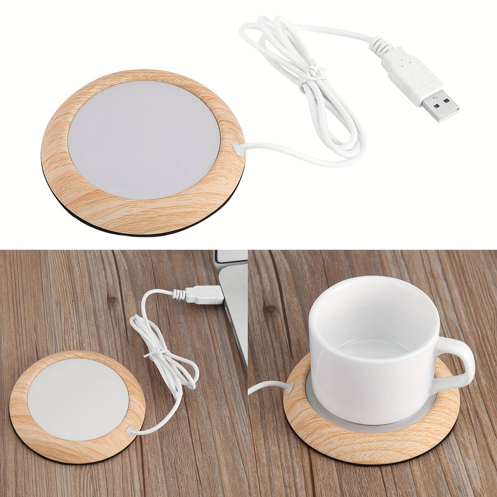 USB Wood Grain Coffee Mug Warmer Pad