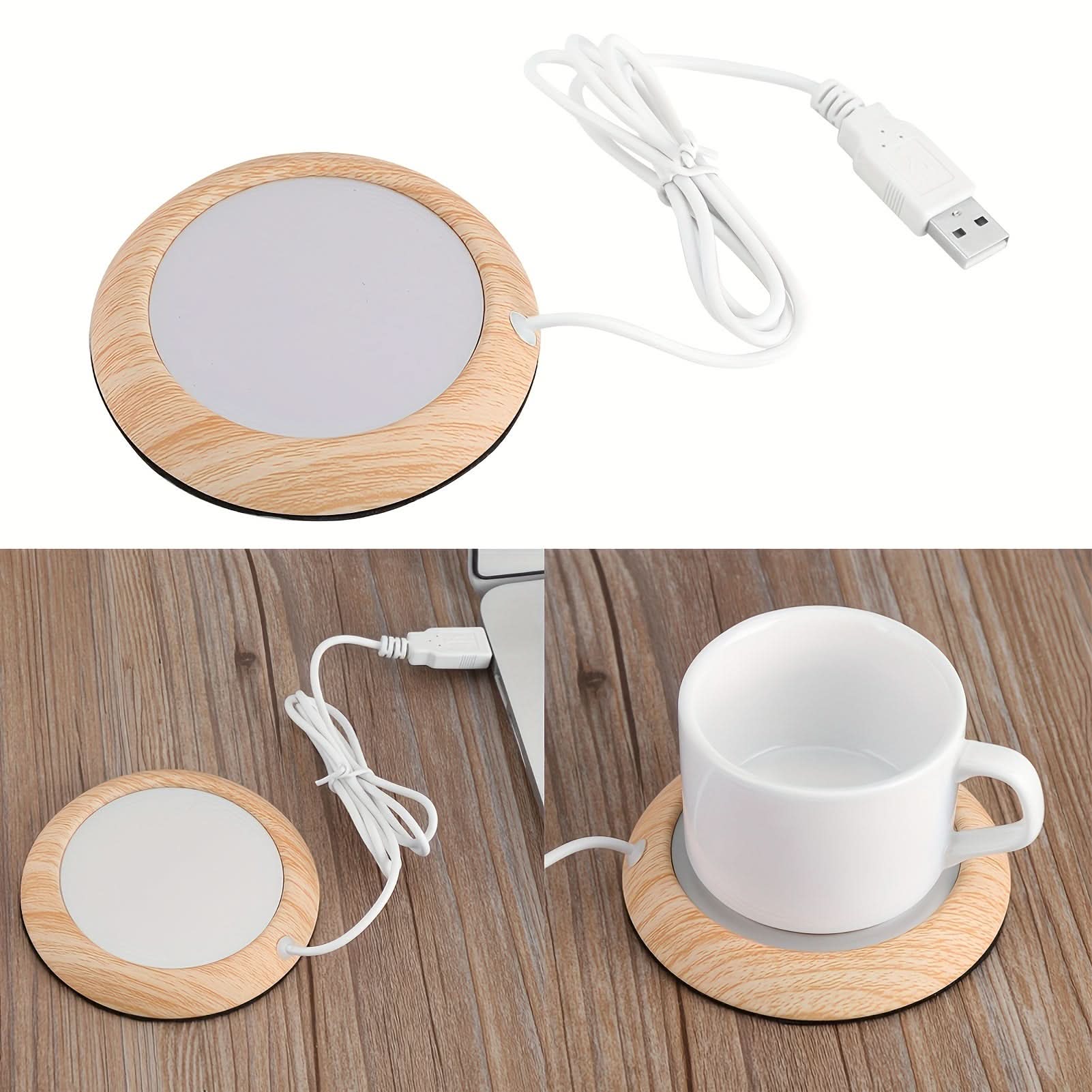 USB Wood Grain Coffee Mug Warmer Pad