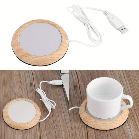 USB Wood Grain Coffee Mug Warmer Pad