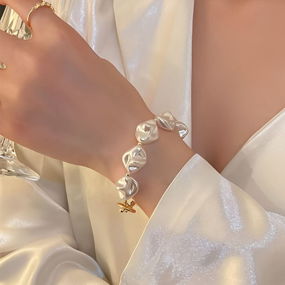 Vintage Baroque Pearl Link Bracelet – Unique Women's Jewelry
