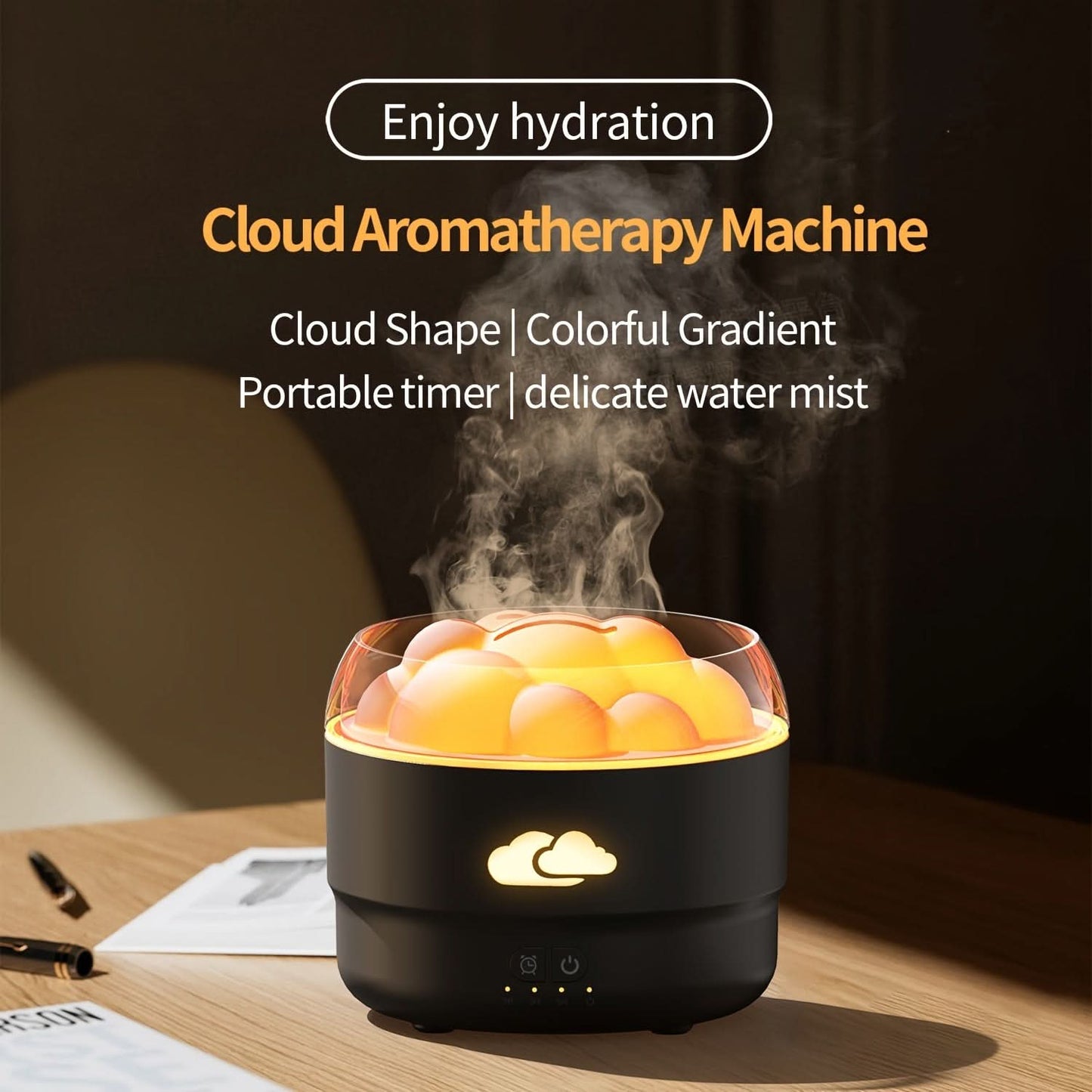 Portable USB Aromatherapy Humidifier with Nightlight & Timer