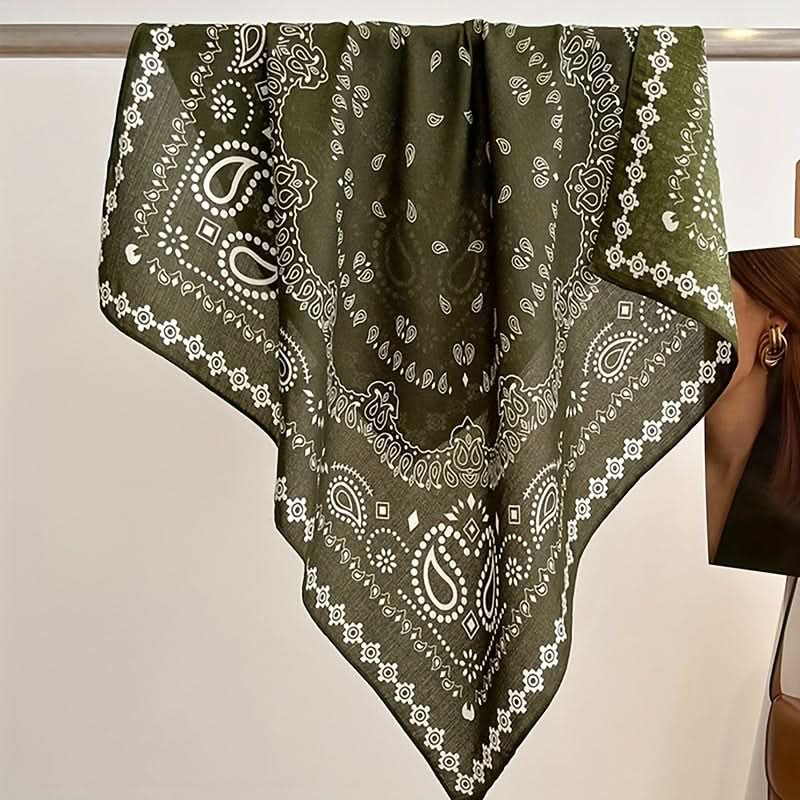 Boho Square Bandana Scarf – Cashew Print, Versatile Neckerchief