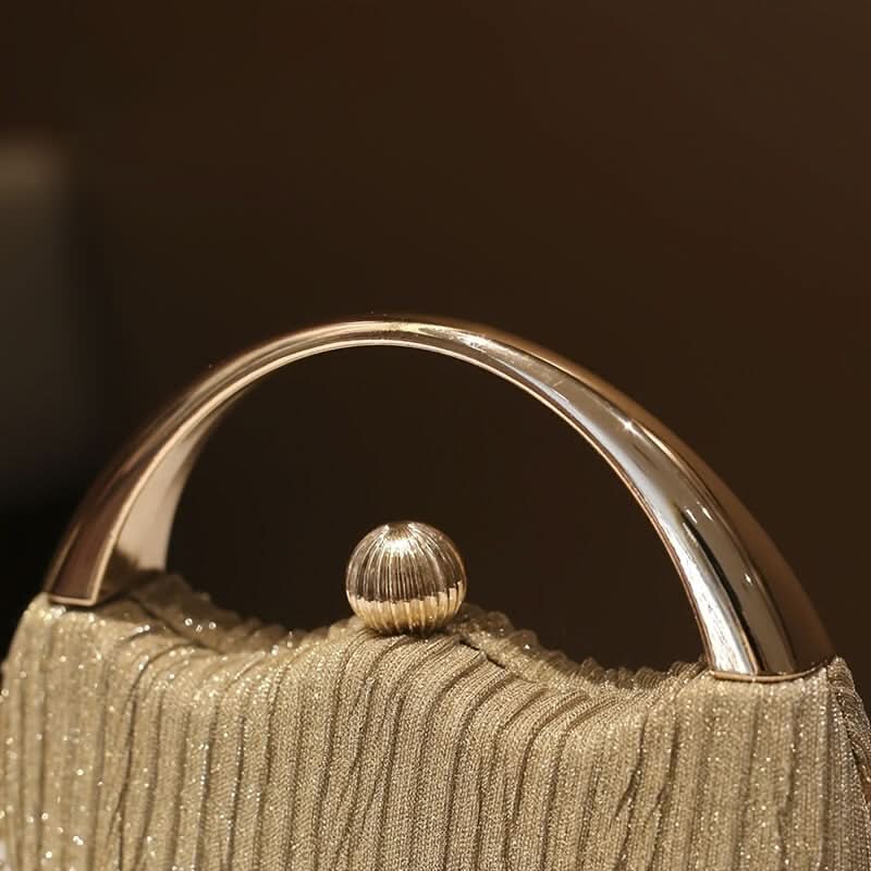 Vintage Black Glitter Clutch – Gold Handle