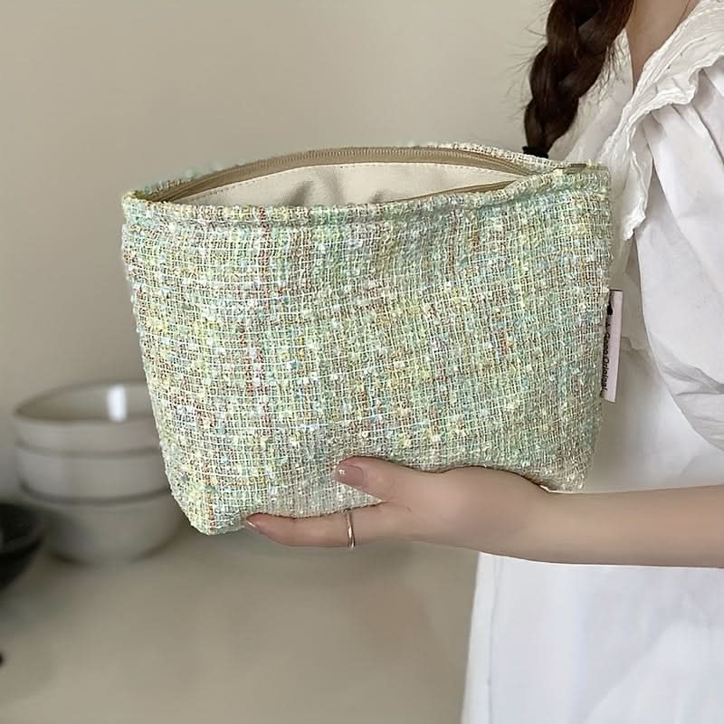 Chic Woven Fabric Makeup Bag