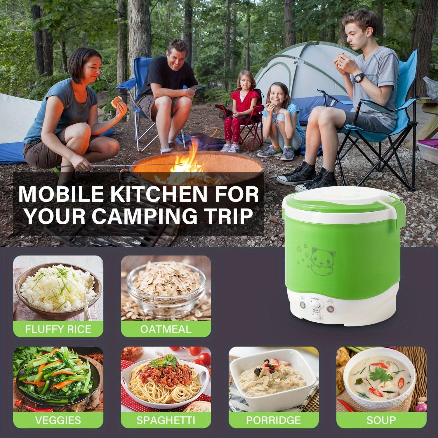 12V Portable Car Rice Cooker – Mini Travel Rice Cooker with Keep Warm Function