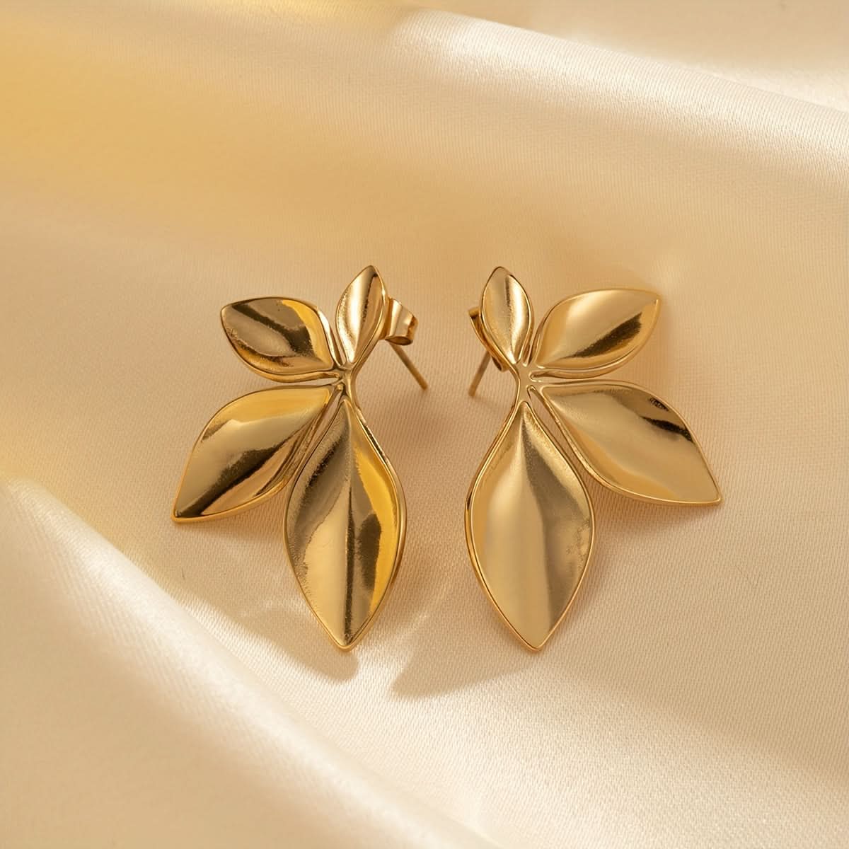 Vintage Leaf-Shaped Titanium Steel Pendant Earrings
