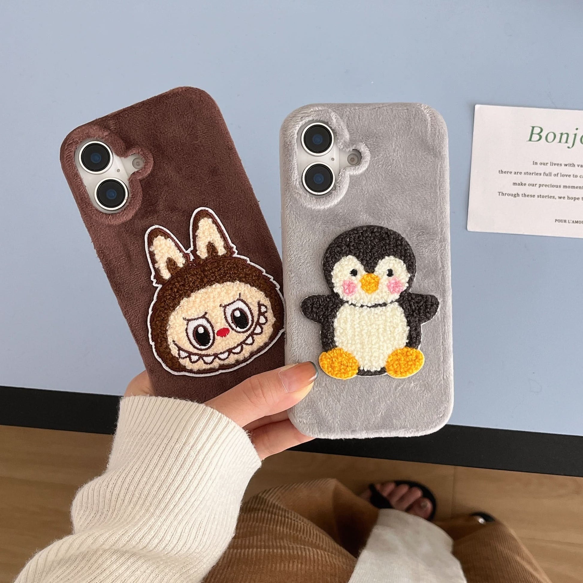 Quirky Velvet Plush Embroidered iPhone Case