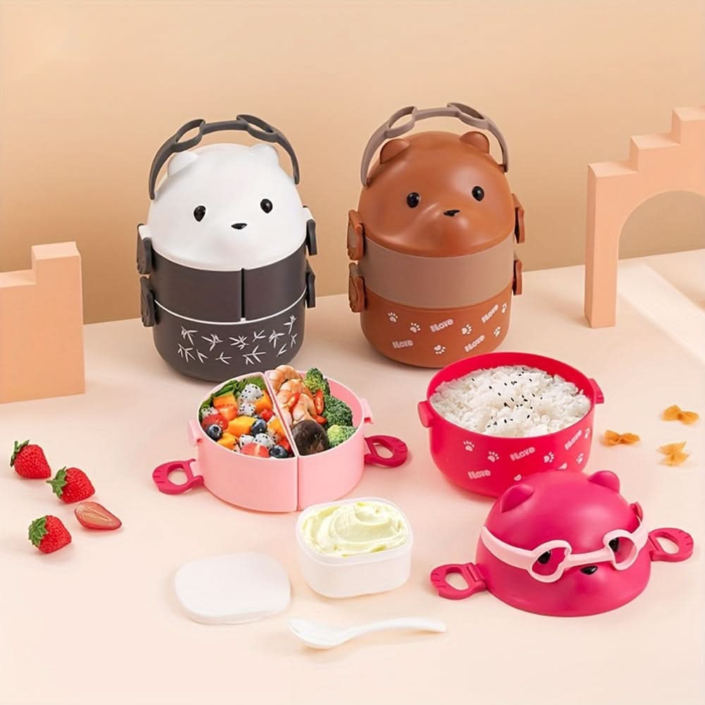 Bear-Shaped Kids Lunch Box - Portable, Durable