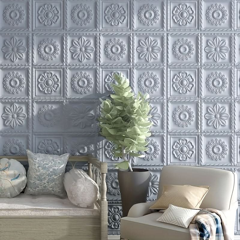20pcs 3D Floral Self-Adhesive Wall Tiles