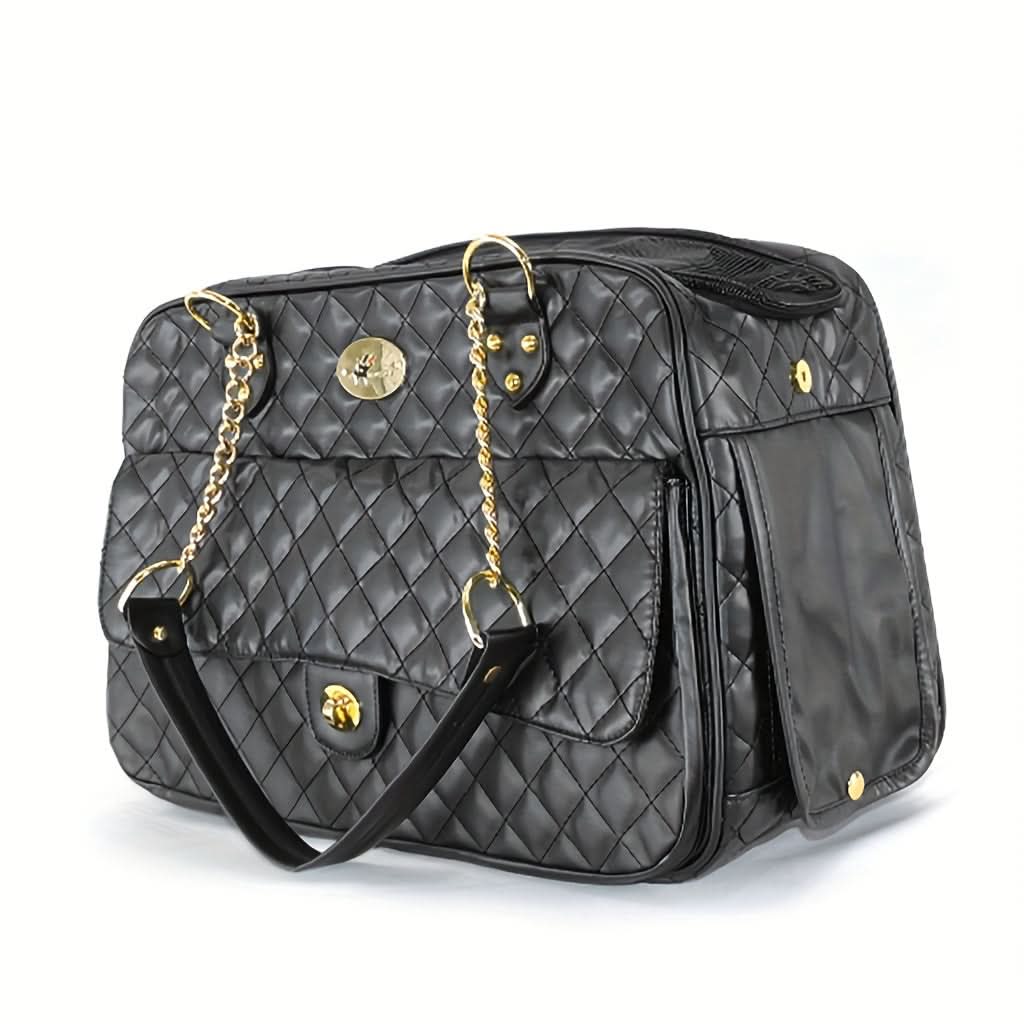Black Faux Leather Pet Carrier Backpack