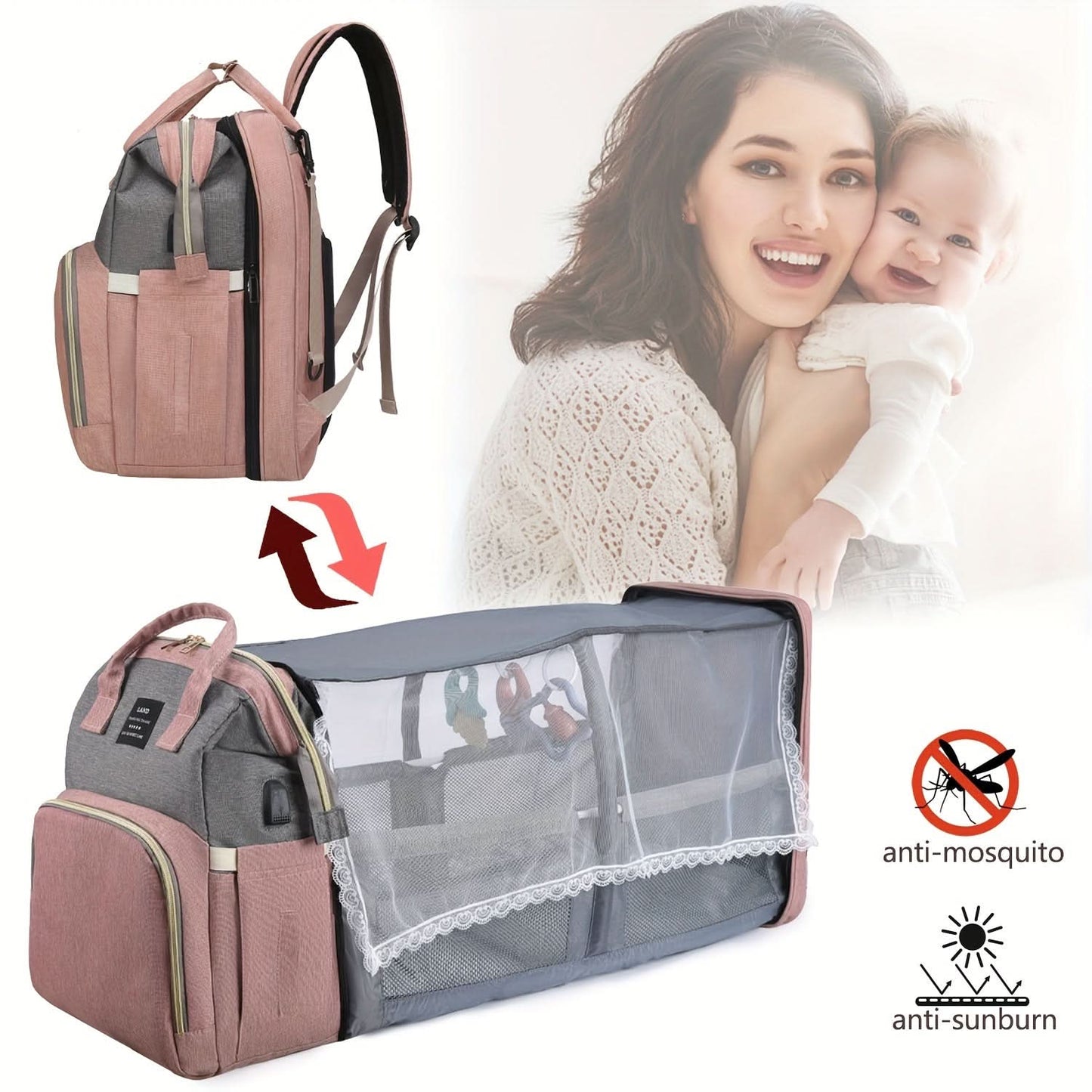 Waterproof Diaper Backpack with Changing Station