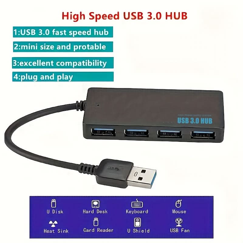 USB 3.0 4-Port High-Speed Charging Hub