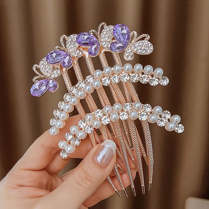 6pcs Pearl Flower Rhinestone Hair Combs