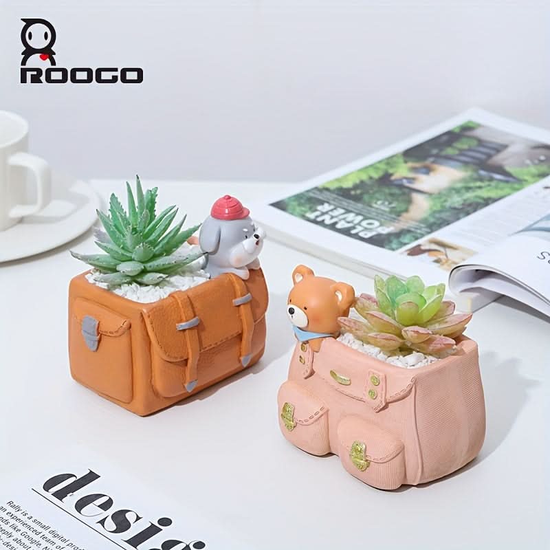 Whimsical Resin Succulent Planter – Creative Backpack Design