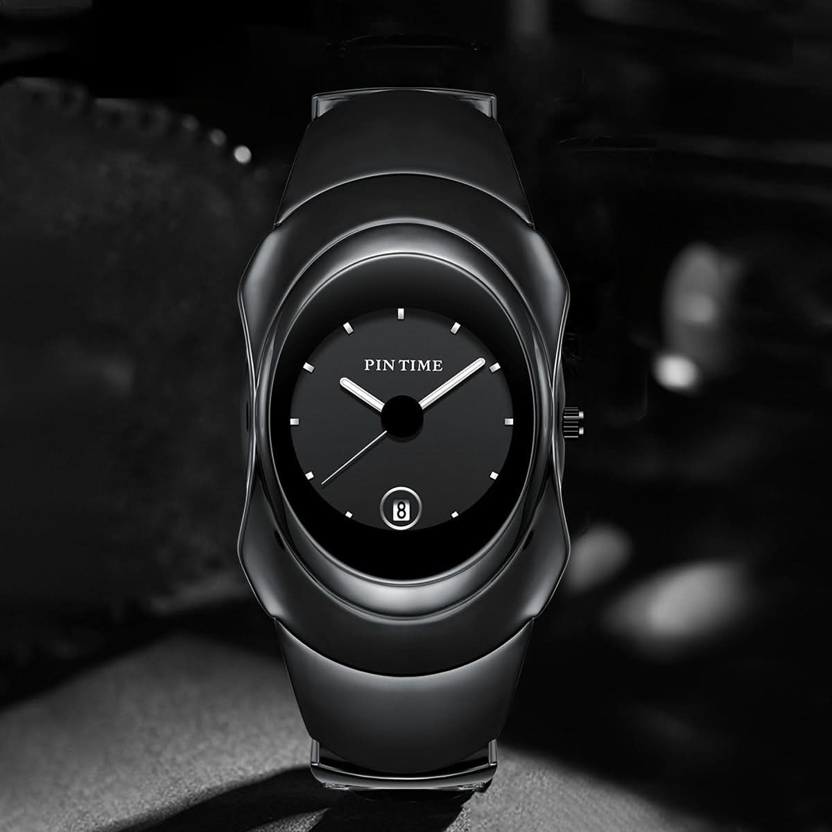 Men’s Ultra-Thin Quartz Business Watch – Stainless Steel Look, Date Display