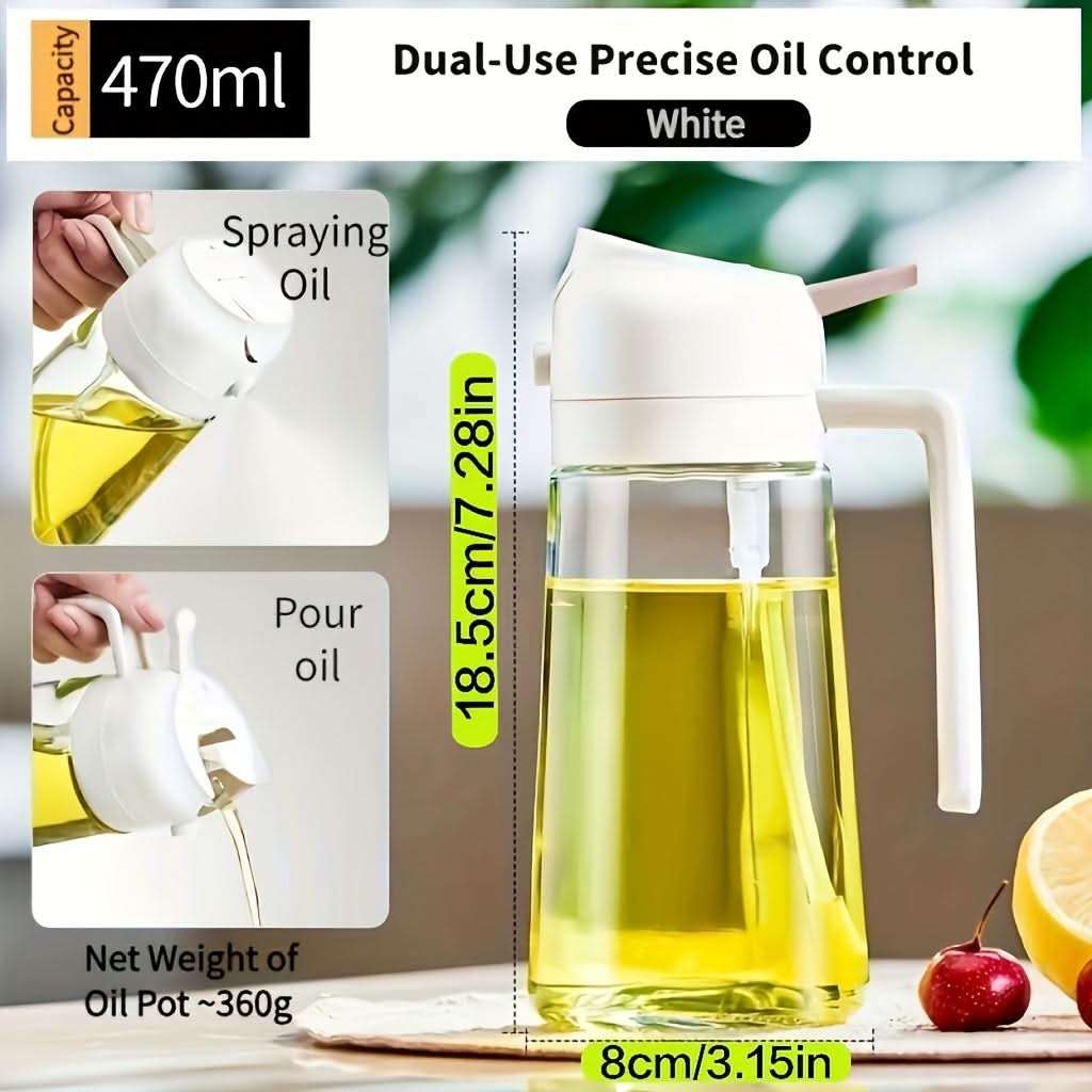 2-in-1 Glass Oil Dispenser & Sprayer, 16oz