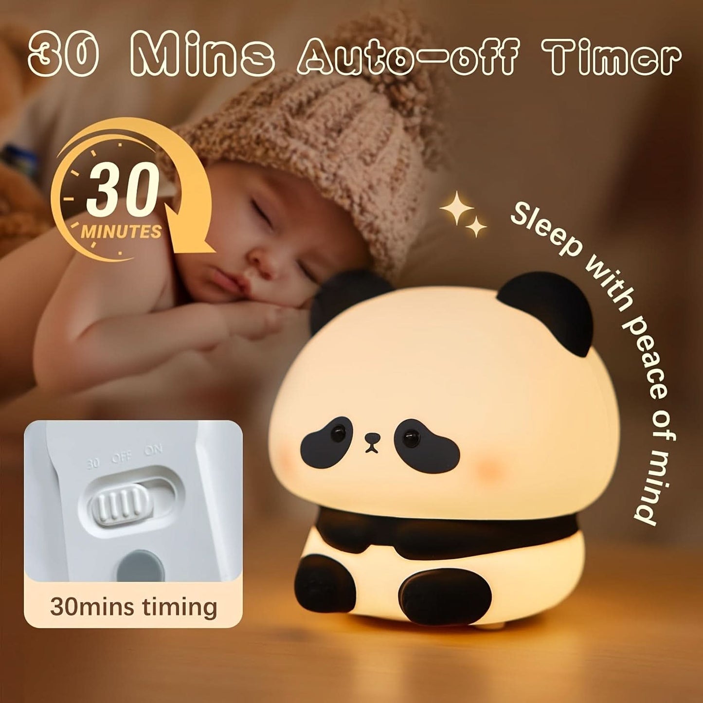Rechargeable LED Panda Nursery Night Light