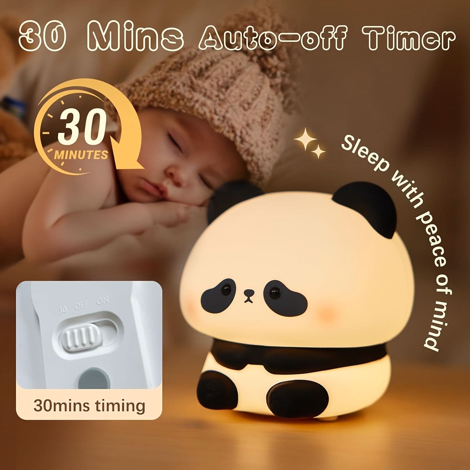 Rechargeable LED Panda Nursery Night Light