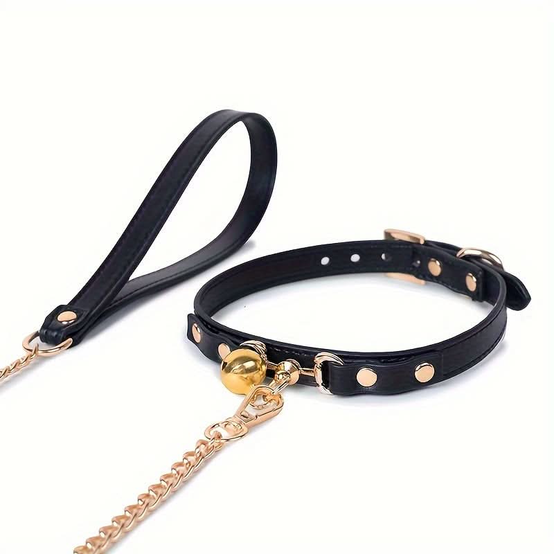 Luxury Gothic Dog Collar with Bell & Leash