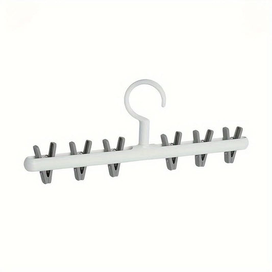 Plastic Clothes Hanger with 6 Clips - Hat, Scarf & Clothing Organizer