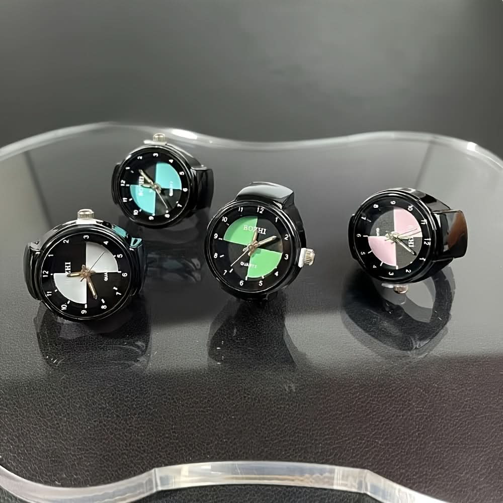 Black Quartz Ring Watch – Casual Unisex Digital Finger Watch