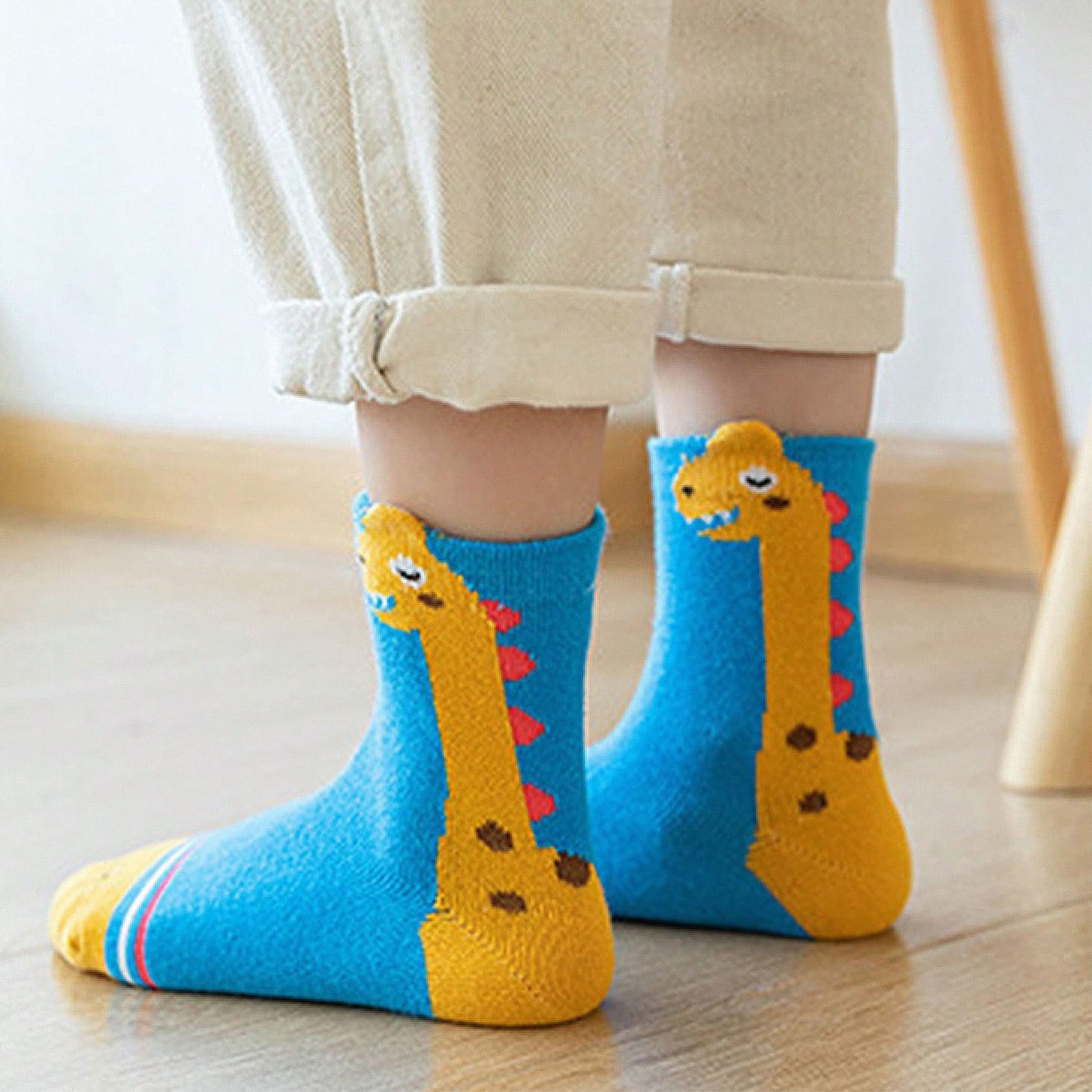 5 Pairs Boys' Cartoon Dino Crew Socks – Comfy