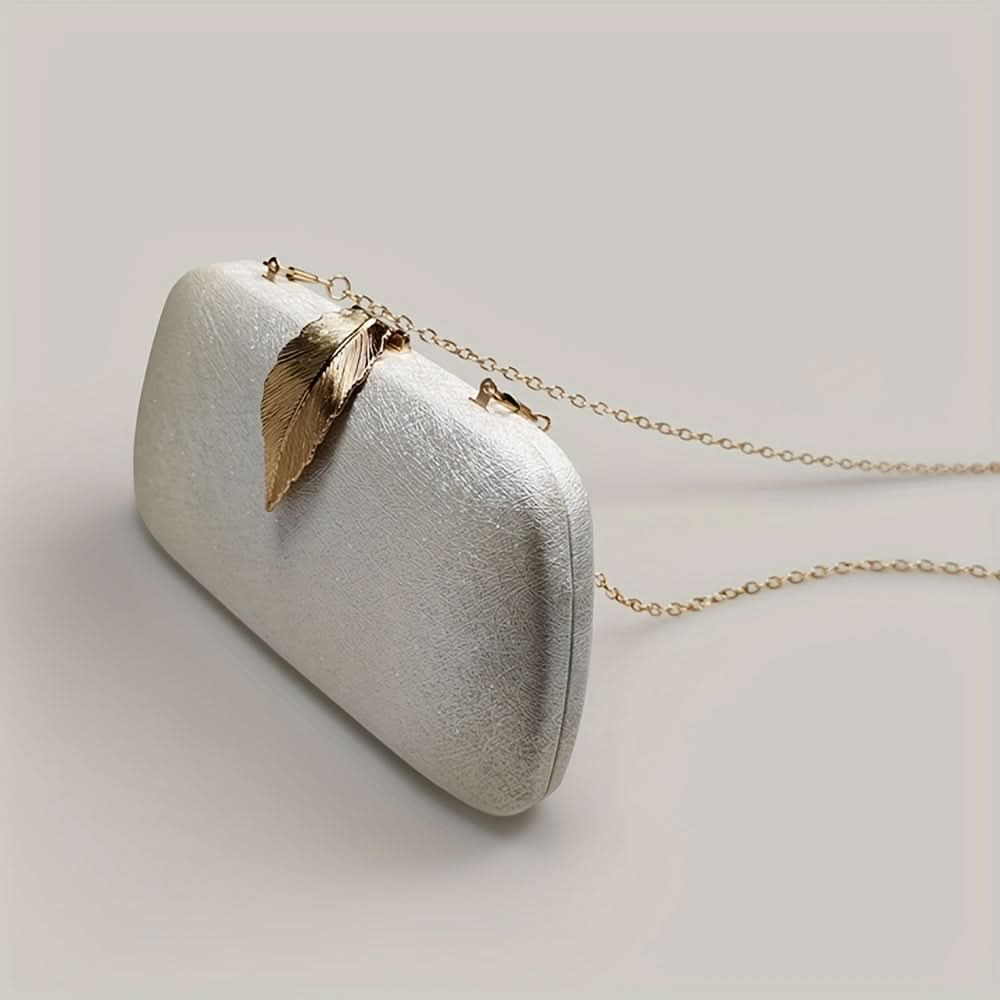 White Leaf Decor Faux Leather Clutch Bag